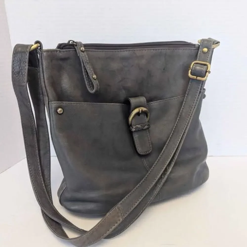 Great American Leather Works Gray Crossbody Messenger Bag Purse for Her 10x9x4